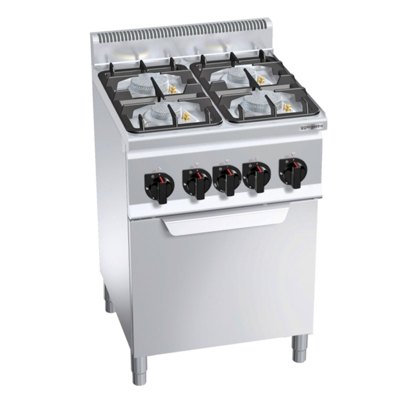 Cuisinière à gaz - 19 kW - 4 brûleurs - Four électrique à convection inclus - 3 kW