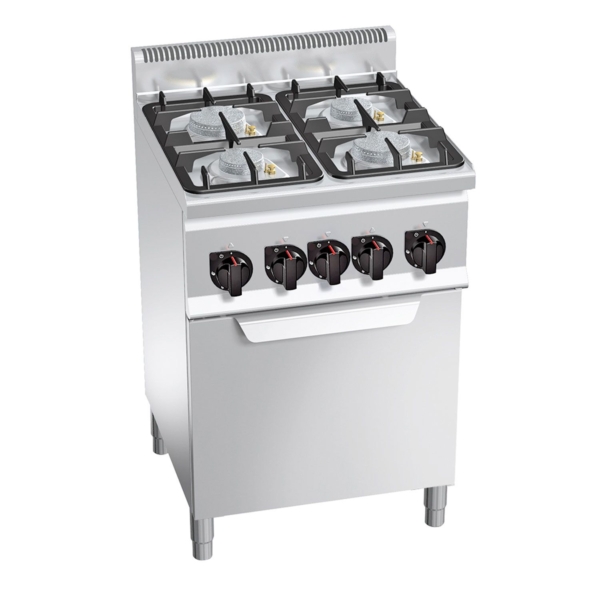 Cuisinière à gaz - 19 kW - 4 brûleurs - Four à gaz inclus - 3,5 kW