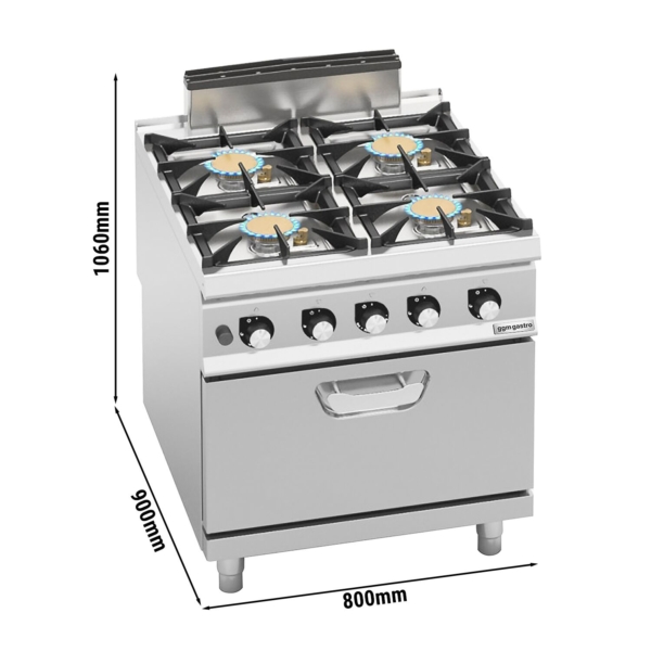 Fours à gaz - avec 4 brûleurs - 40 kW - incluant un four à gaz - 7,8 kW - modèle haute performance