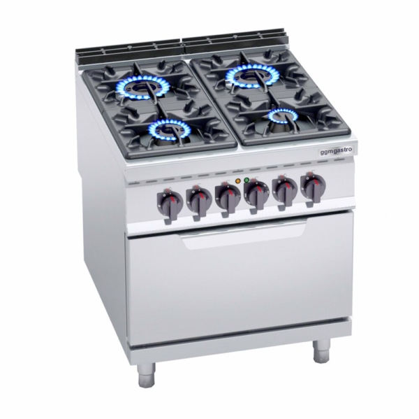 Cuisinière à gaz - 34,5 kW - 4 brûleurs - Four électrique statique inclus - 7,5 kW