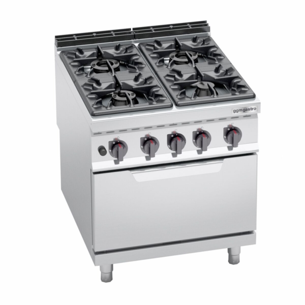 Cuisinière à gaz - 34,5 kW - 4 brûleurs - four à gaz inclus - 7,8 kW