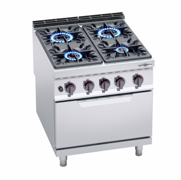 Cuisinière à gaz - 34,5 kW - 4 brûleurs - four à gaz inclus - 7,8 kW