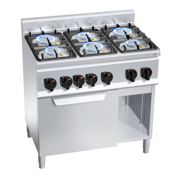 Cuisinière à gaz - 28,5 kW - 6 brûleurs - Four électrique à convection - 3 kW