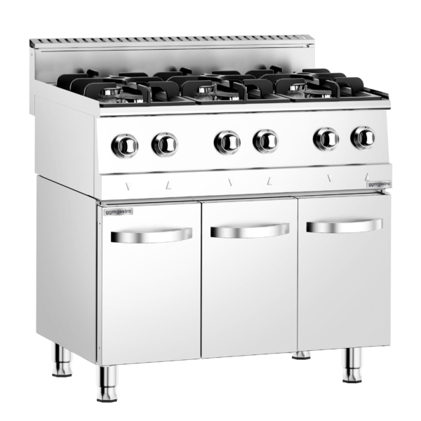 Cuisinière à gaz - 19,5 kW - 6 brûleurs - avec sous-meuble inclus