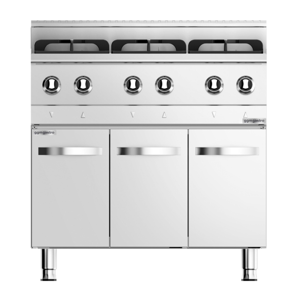 Cuisinière à gaz - 19,5 kW - 6 brûleurs - avec sous-meuble inclus