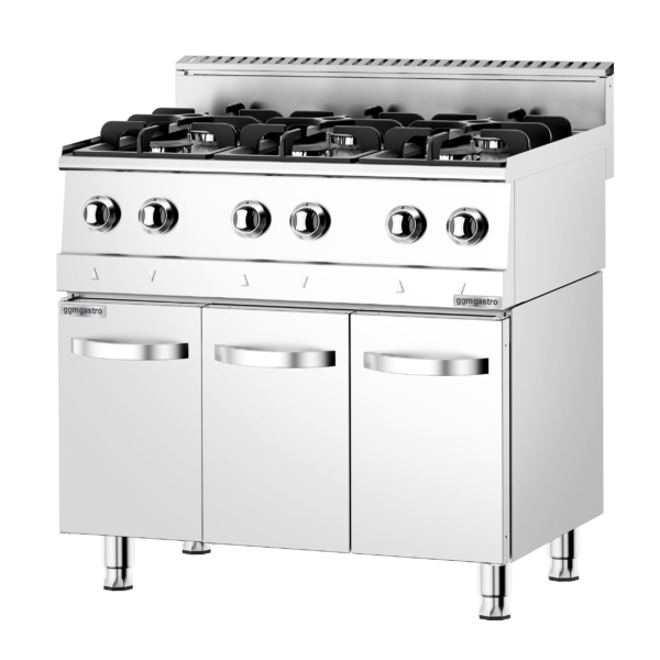 Cuisinière à gaz - 19,5 kW - 6 brûleurs - avec sous-meuble inclus