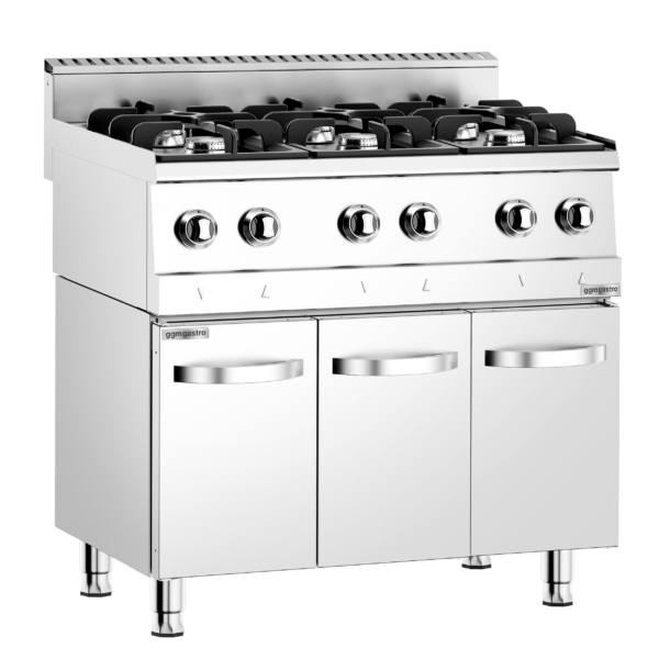 Cuisinière à gaz - 36 kW - 6 brûleurs haute performance - avec sous-meuble inclus