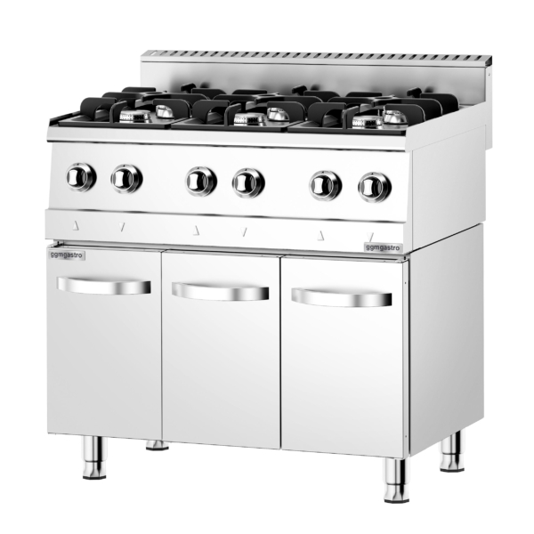 Cuisinière à gaz - 36 kW - 6 brûleurs haute performance - avec sous-meuble inclus