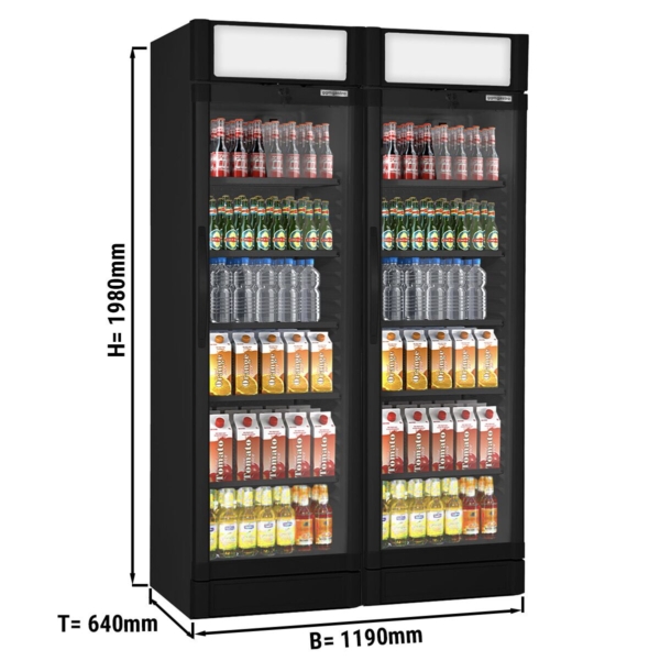 (2 pièces) Réfrigérateur à boissons - 690 litres - 2 portes vitrées & Présentoir publicitaire