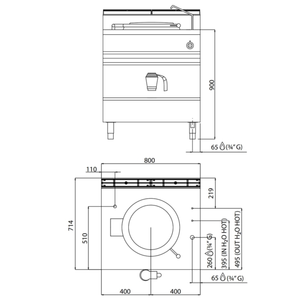 Chaudière à gaz - 55 litres - 15,5 kW - Chauffage direct