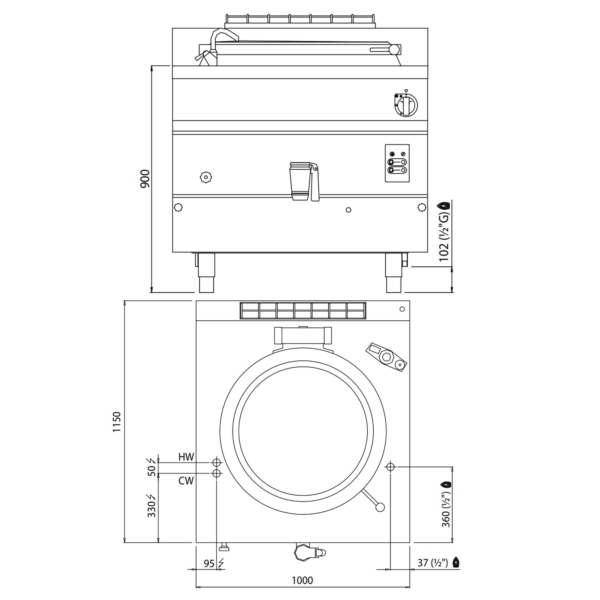 Chaudière à gaz - 200 litres - 34,5 kW - Chauffage indirect