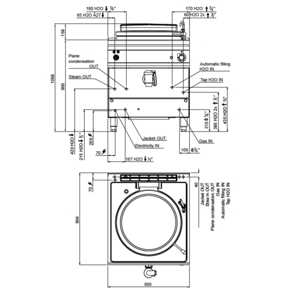 Cuisinier à gaz - 100 litres - 20,9 kW - Chauffage indirect