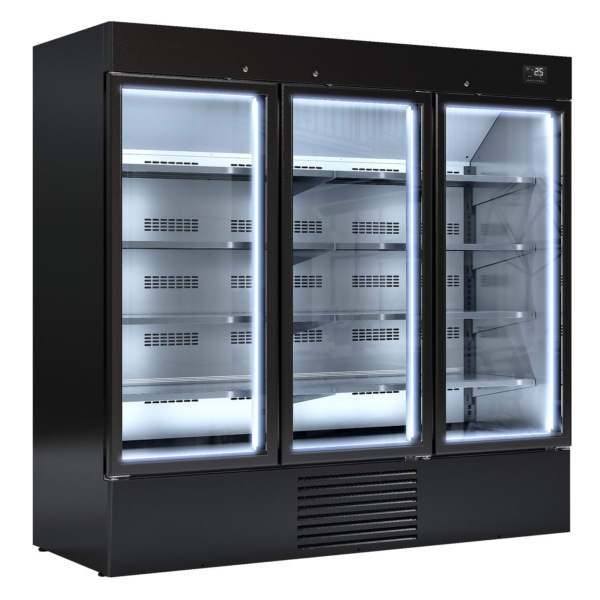 Vitrine réfrigérée murale - 2080mm - 2030 litres - avec éclairage LED, portes vitrées & 4 étagères