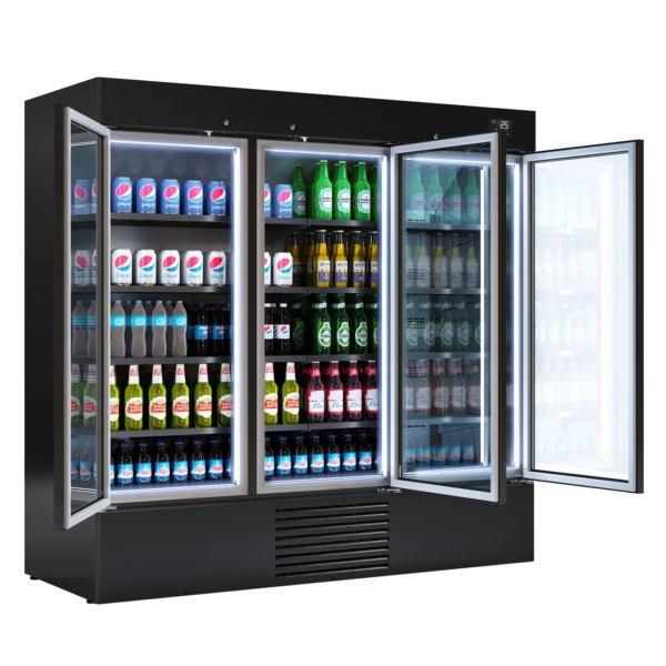 Vitrine réfrigérée murale - 2080mm - 2030 litres - avec éclairage LED, portes vitrées & 4 étagères