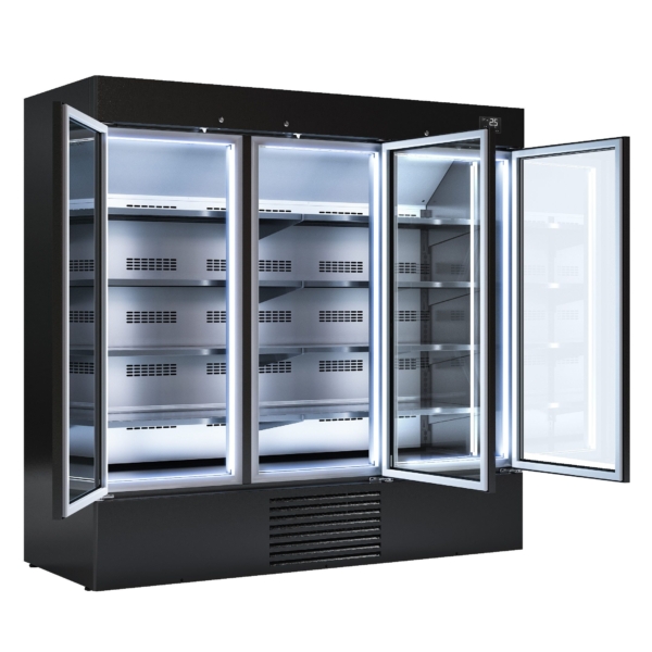 Vitrine réfrigérée murale - 2080mm - 2030 litres - avec éclairage LED, portes vitrées & 4 étagères