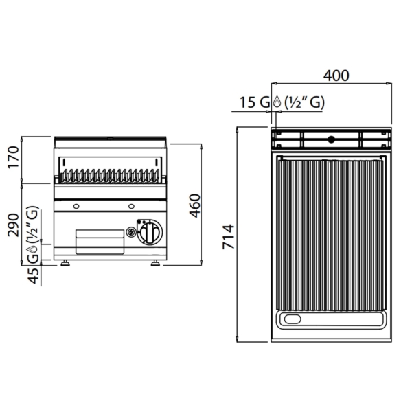 Grill à gaz en pierre de lave - 6,9 kW