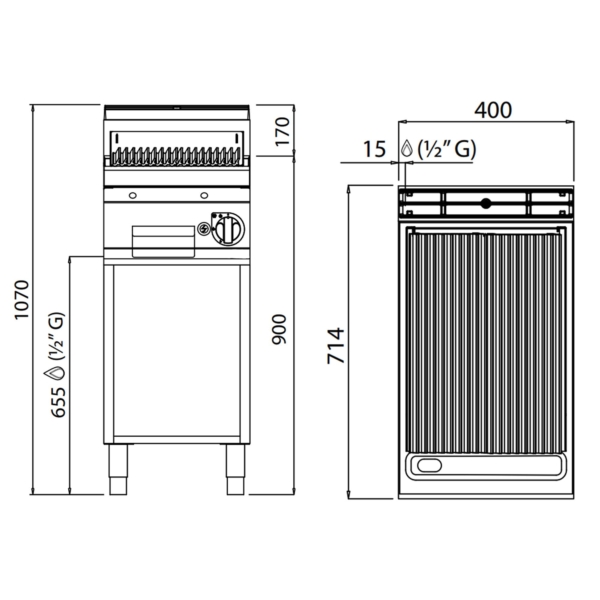 Grill à gaz en pierre de lave - 6,9 kW