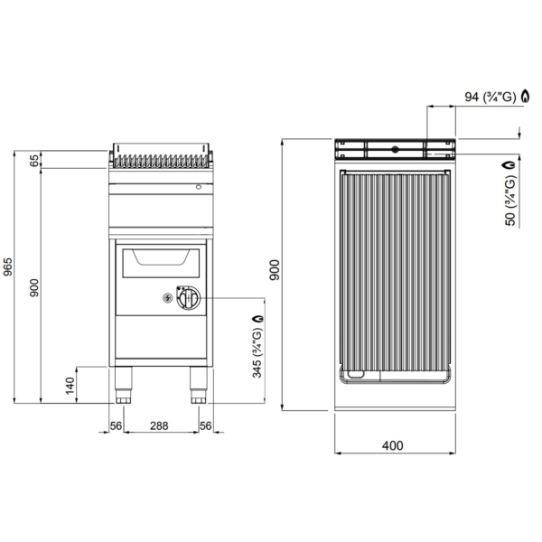 Grill à eau à gaz - 12 kW