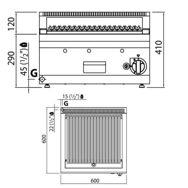 Grill à gaz en pierre de lave - 8 kW