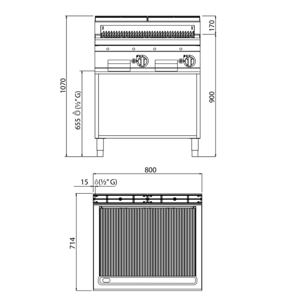 Grill à gaz en pierre de lave - 13,8 kW