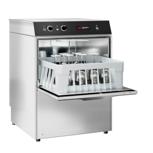 Machine à laver les verres mini double paroi - Manuelle - 2,77 kW - avec pompe à produit de rinçage