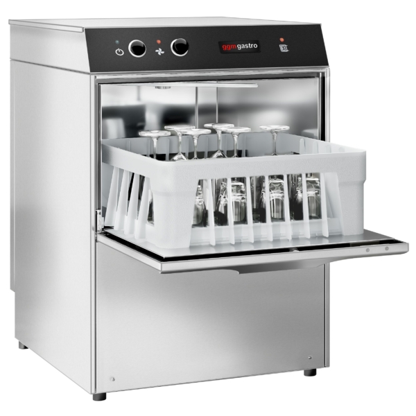 Machine à laver les verres mini double paroi - Manuelle - 2,77 kW - avec pompe à produit de rinçage et à soude