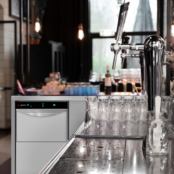 Machine à laver les verres double paroi - Numérique - 2,97 kW - avec pompe à détergent et à produit de rinçage