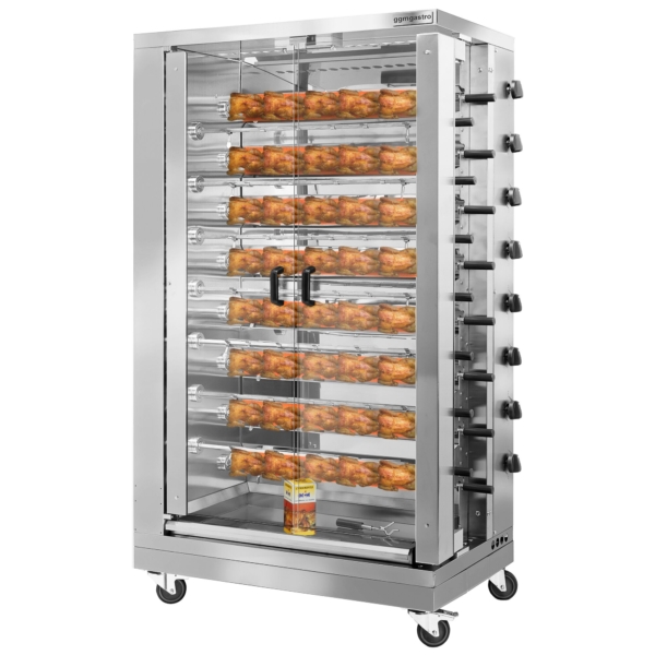 Grill de poulet à gaz - 47,2kW - avec 15 brochettes pour jusqu'à 90 poulets