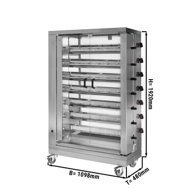 Grill de poulet à gaz - 42kW - avec 7 broches pour jusqu'à 42 poulets