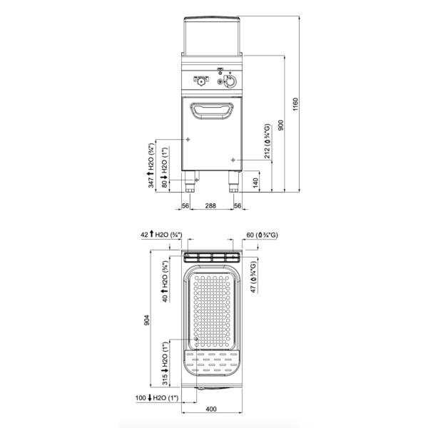 Cuiseur à pâtes à gaz - 40 litres - 12 kW