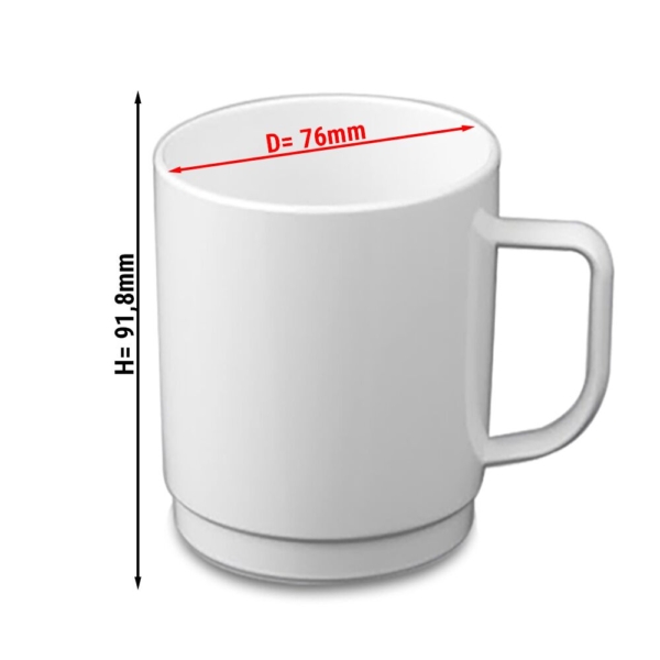 (50 pièces) Tasse à thé/café en polycarbonate, blanc - 250 ml