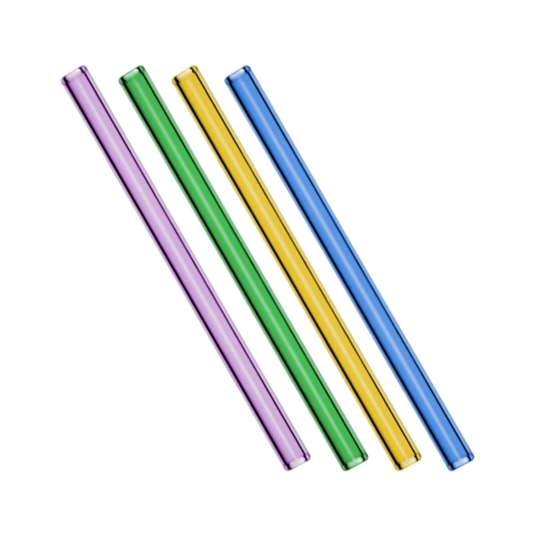 (48 pièces) Paille en verre - droite - 200mm - multicolore - brosse de nettoyage en nylon incluse