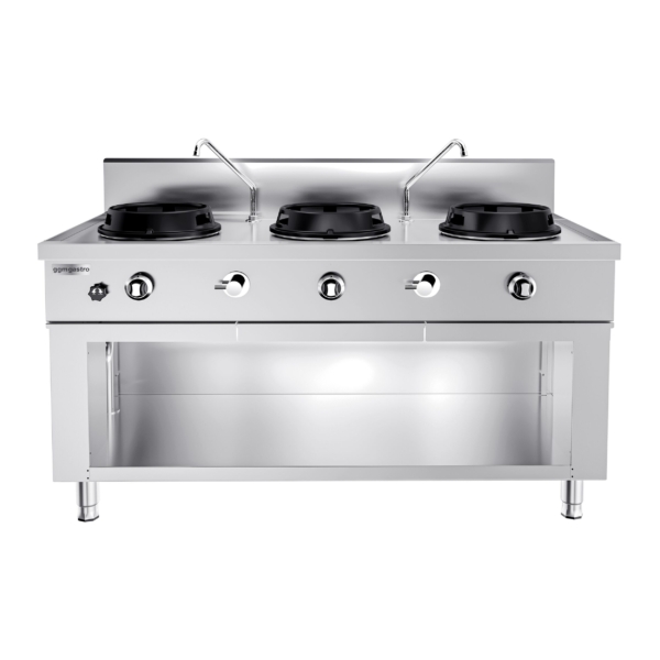 Cuisinière wok à gaz - 45 kW - 3 zones de cuisson - incl. 2 mini-colonnes d'eau