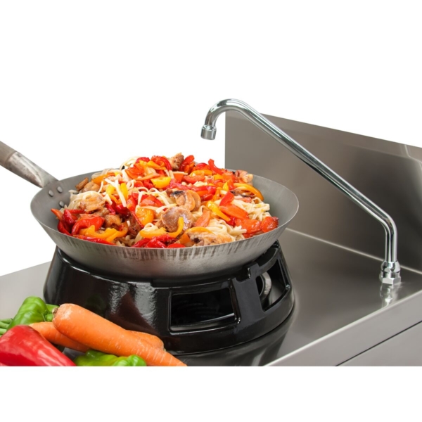 Cuisinière wok à gaz - 84 kW - 6 zones de cuisson - 2 mini-colonnes d'eau incluses