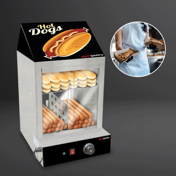 Vapeur pour hot-dogs / Vitrine de maintien au chaud pour saucisses - 1,2 kW