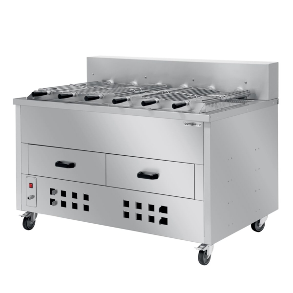 Grill au charbon de bois/grilleur de poulet - 1400mm - avec 6 brochettes