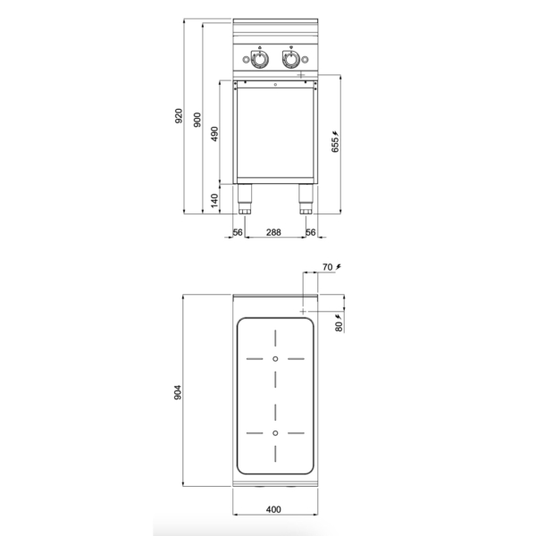 Plaque de cuisson à induction - 10 kW - 2 zones de cuisson