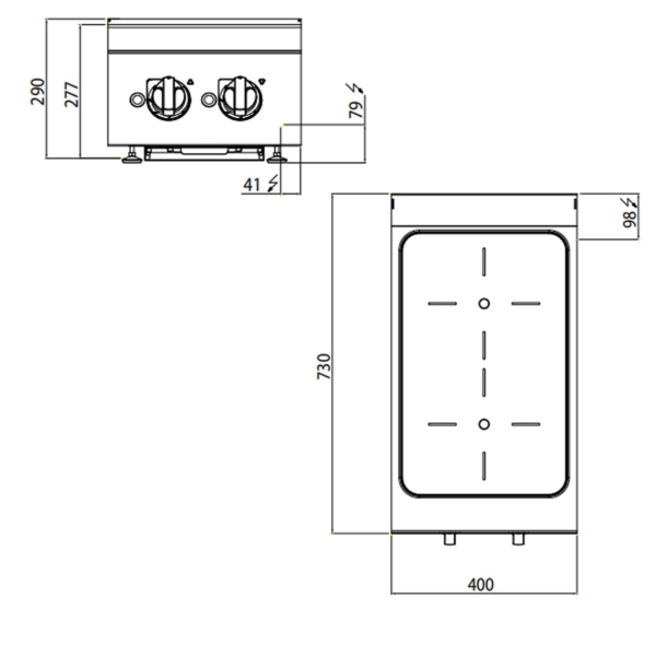 Cuisinière à induction - 7 kW - 2 plaques de cuisson