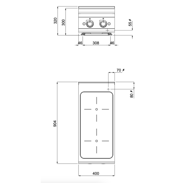 Plaque à induction - 10 kW - 2 zones de cuisson