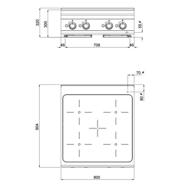 Plaque à induction - 20 kW - 4 zones de cuisson