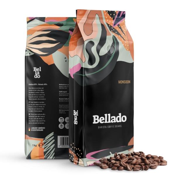 BELLADO | Café en grains "Monsoon" - 6x 1kg - 60% Arabica & 40% Robusta