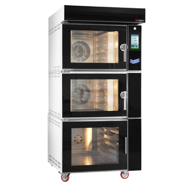 Four à air chaud pour boulangerie - Écran tactile - 2 chambres de cuisson - 5x EN 60x40 - avec chambre de fermentation incluse