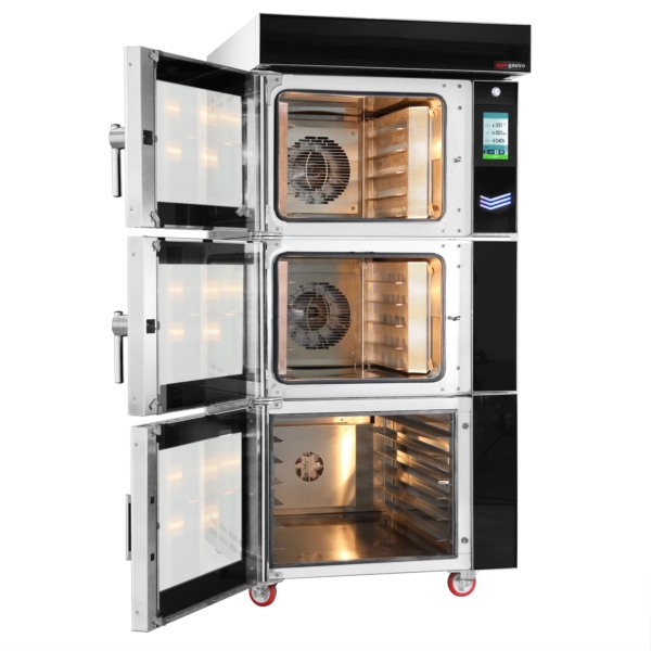 Four à air chaud pour boulangerie - Écran tactile - 2 chambres de cuisson - 5x EN 60x40 - avec chambre de fermentation incluse