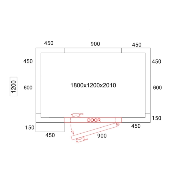 Chambre froide - 1800x1200mm - 3,15m³ - Groupe frigorifique inclus