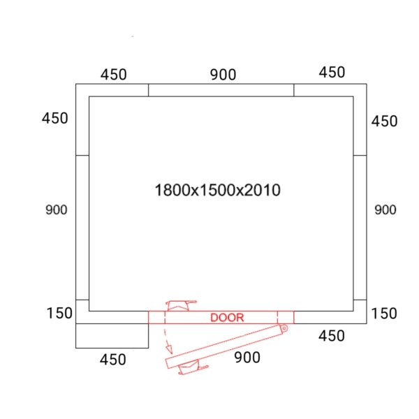 Chambre froide - 1800x1500mm - 4,06m³ - Groupe frigorifique inclus