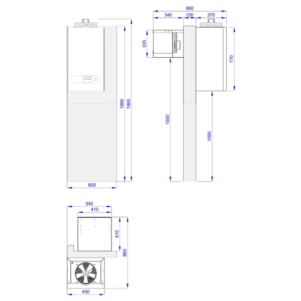 Chambre froide - 1800x2100mm - 5,88m³ - Groupe frigorifique inclus