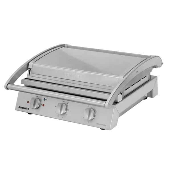 ROBAND | Grill de contact | Grill à hamburgers - 3,1 kW - Rainuré en haut & Lisse en bas - Surface de cuisson : 500x275mm