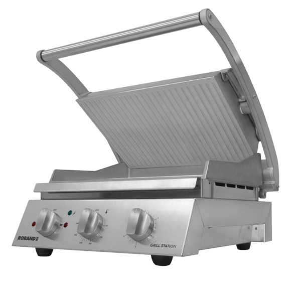 ROBAND | Grill de contact | Grill à hamburgers - 3,1 kW - Rainuré en haut & Lisse en bas - Surface de cuisson : 500x275mm