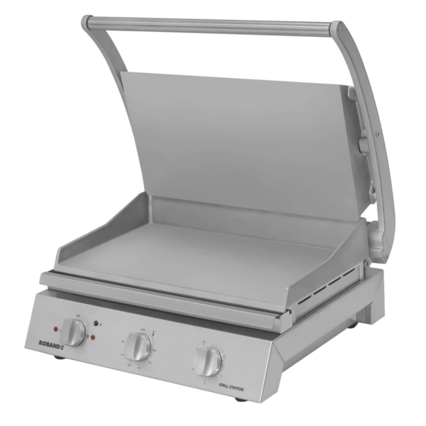 ROBAND | Grill de contact | Grill à hamburgers - 3,1 kW - Haut & Bas lisse - Surface de cuisson : 500x275mm