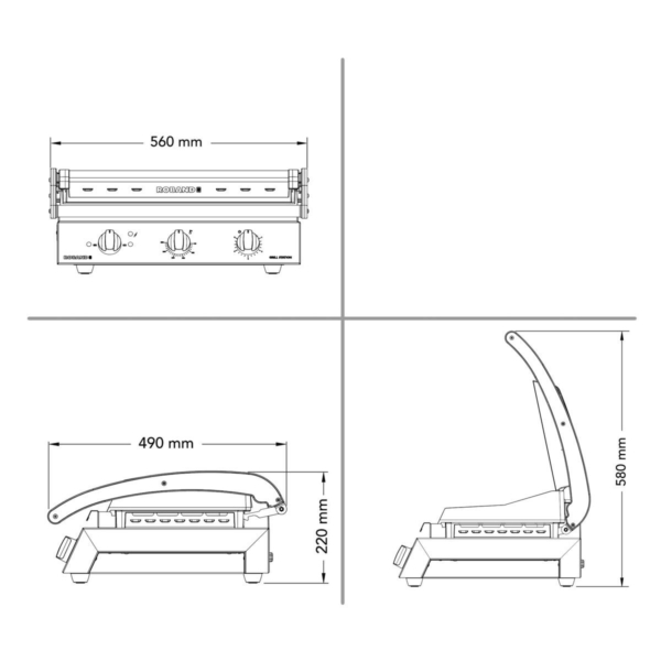 ROBAND | Grill de contact | Grill à hamburgers - 3,1 kW - Rainuré en haut & Lisse en bas - Surface de cuisson : 500x275mm